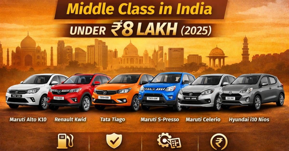 Affordable and best cars under ₹8 lakh for middle-class buyers in India