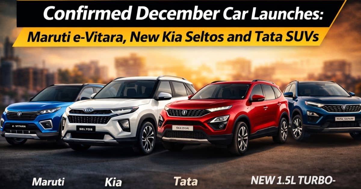 New cars launched in India in December including Maruti Suzuki e-Vitara, Kia Seltos and Tata Harrier and Safari SUVs