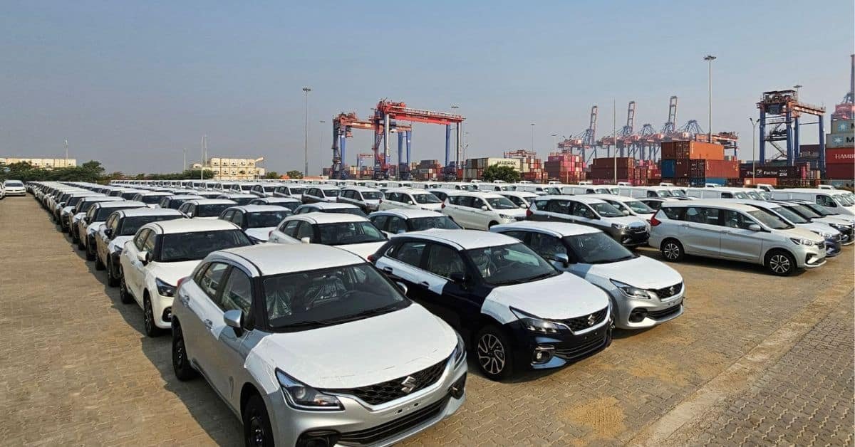 Maruti Suzuki cars lined up for export shipment from India