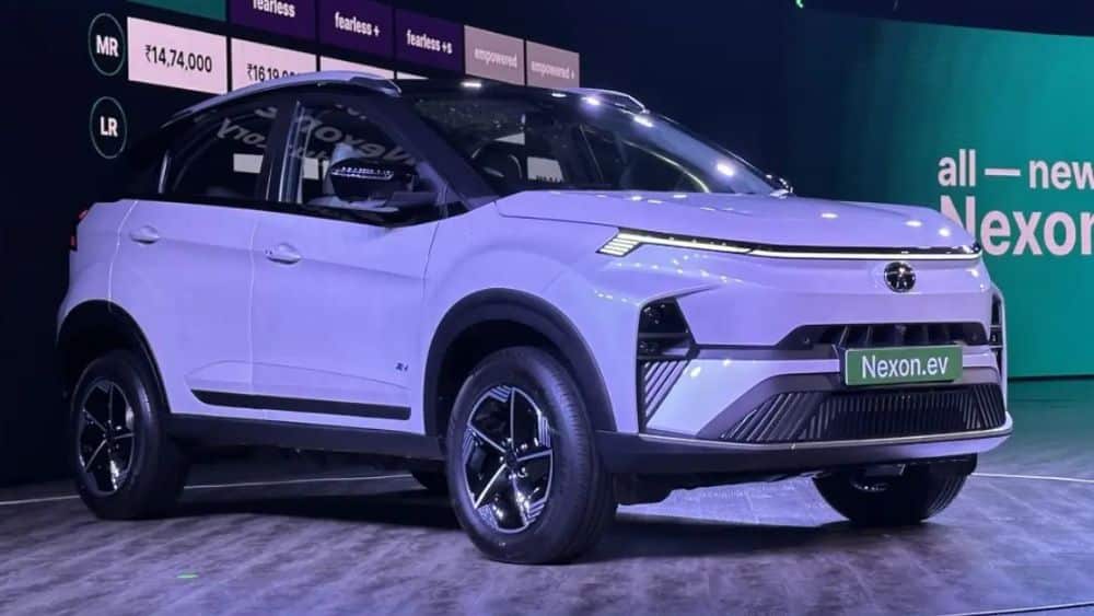 Tata Nexon EV electric SUV in India showing exterior design and charging port in 2026