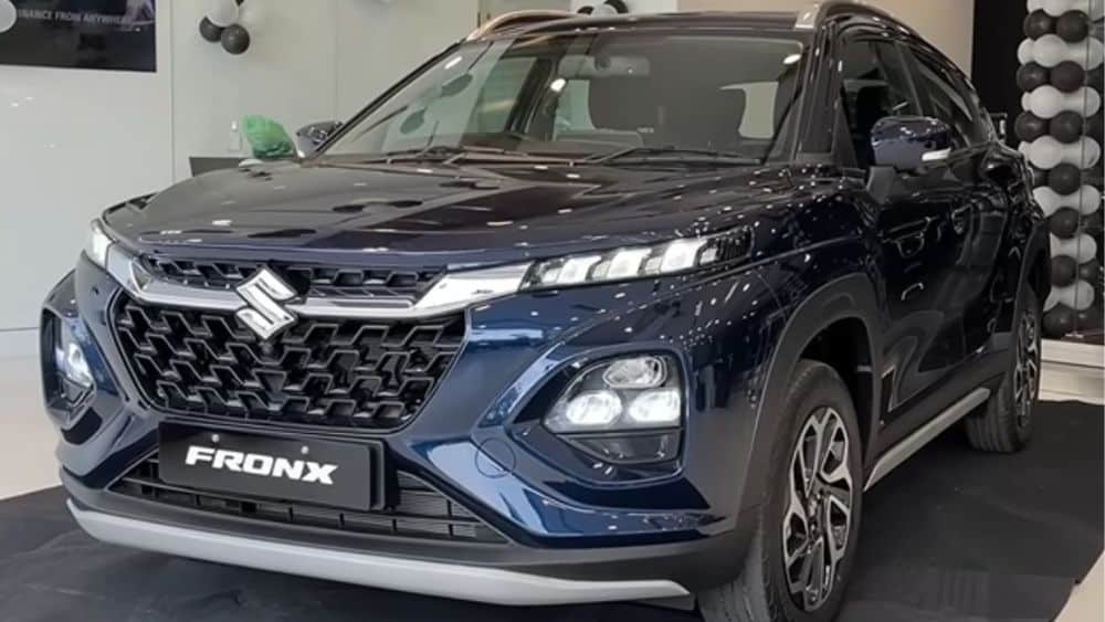 Maruti Suzuki Fronx petrol SUV shown during regular maintenance at a workshop