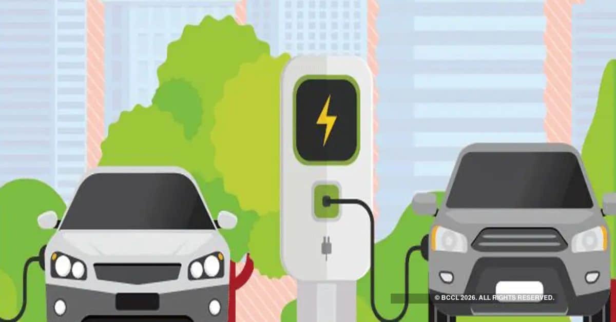 Electric SUV charging at home while driver checks remaining range on dashboard