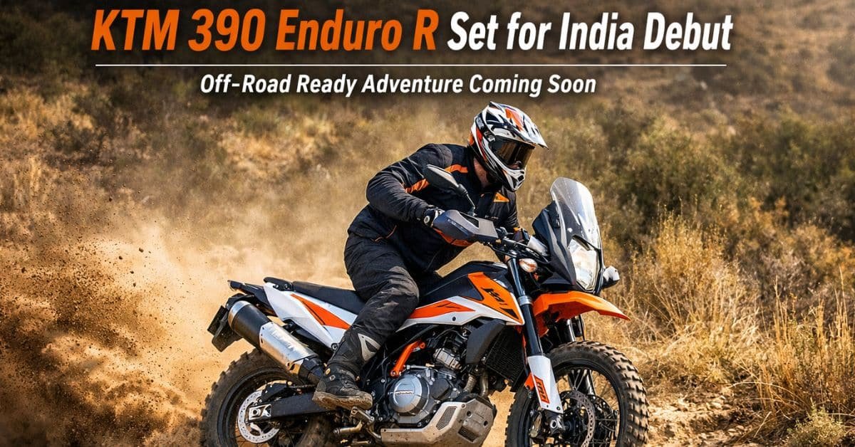 KTM 390 Enduro R showcased during off-road testing on dirt trail