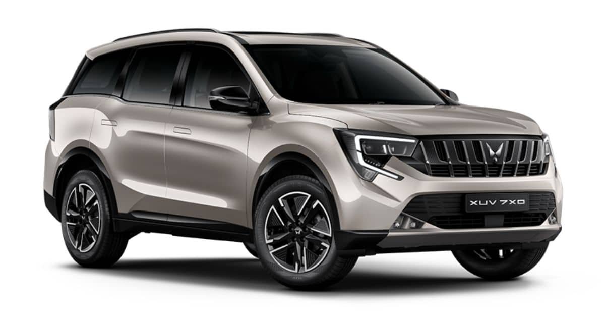 Mahindra XUV 7XO parked with city background