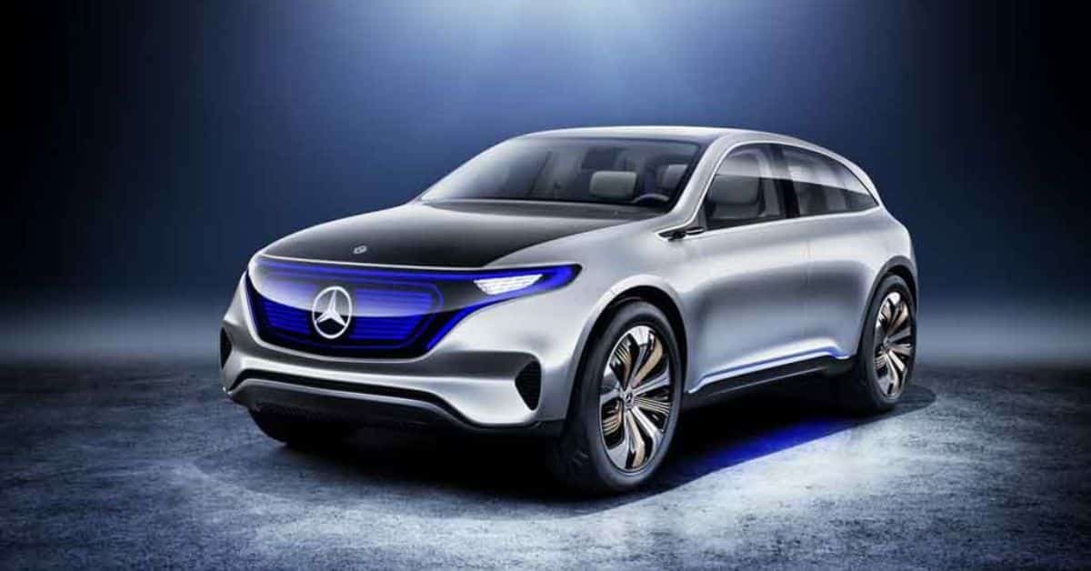Mercedes EQ electric vehicles displayed in a showroom as the brand resumes production with reduced prices for 2026