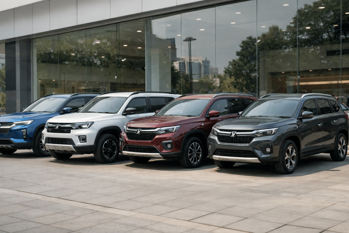 Front three-quarter view of Maruti Suzuki Grand Vitara parked outdoors in India
