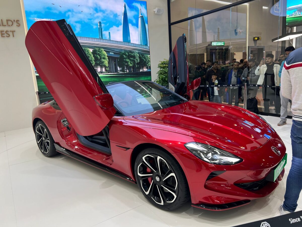 MG Cyberster electric sports car showcasing sleek roadster design and performance-focused stance on Indian roads