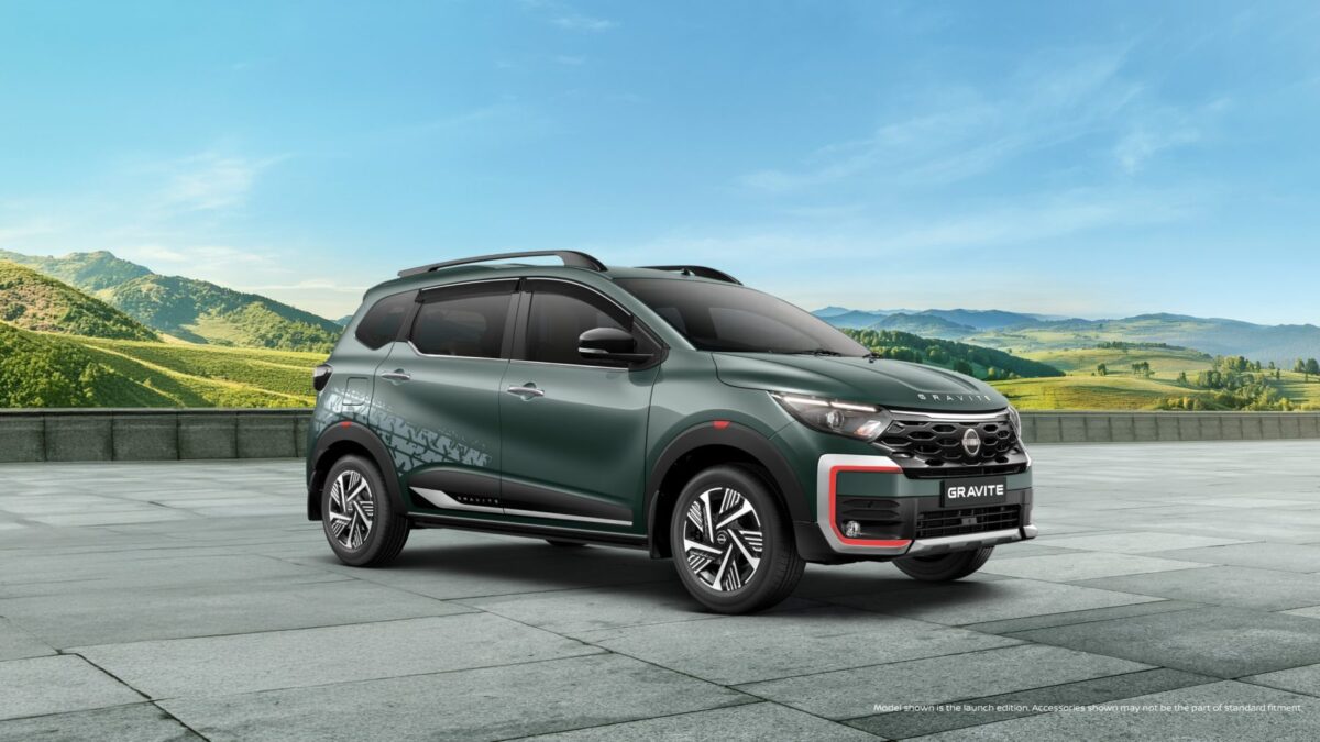 Nissan Gravite exterior side profile highlighting compact 7 seater MPV design