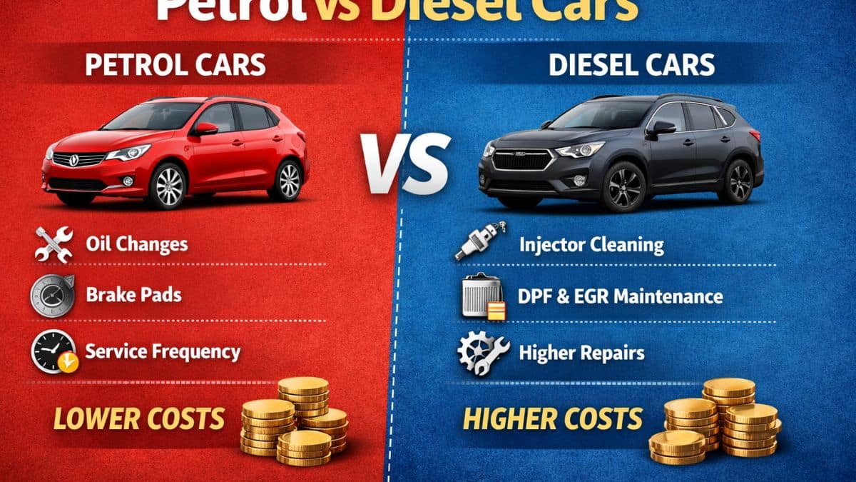 5 year maintenance cost comparison of petrol and diesel cars in India