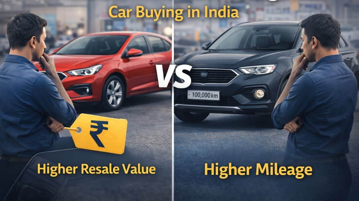 resale value versus mileage comparison for Indian car buyers