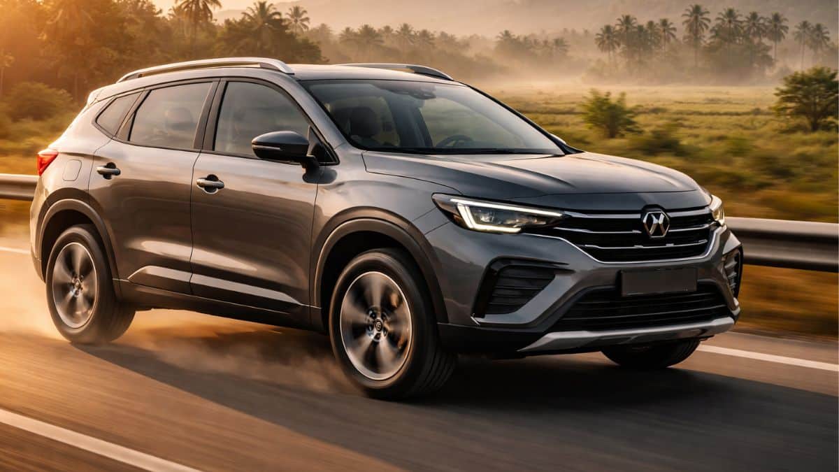 Compact diesel SUV driving on Indian highway in 2026 under 15 lakh budget