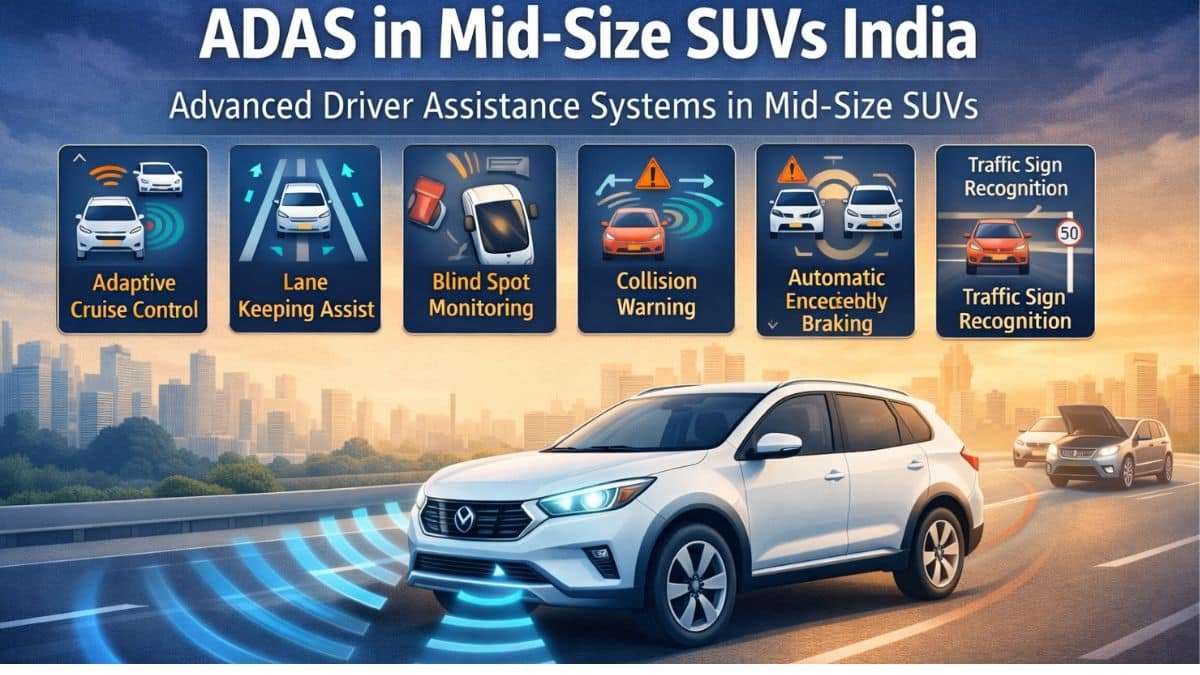 Mid-size SUV in India showing ADAS safety features.