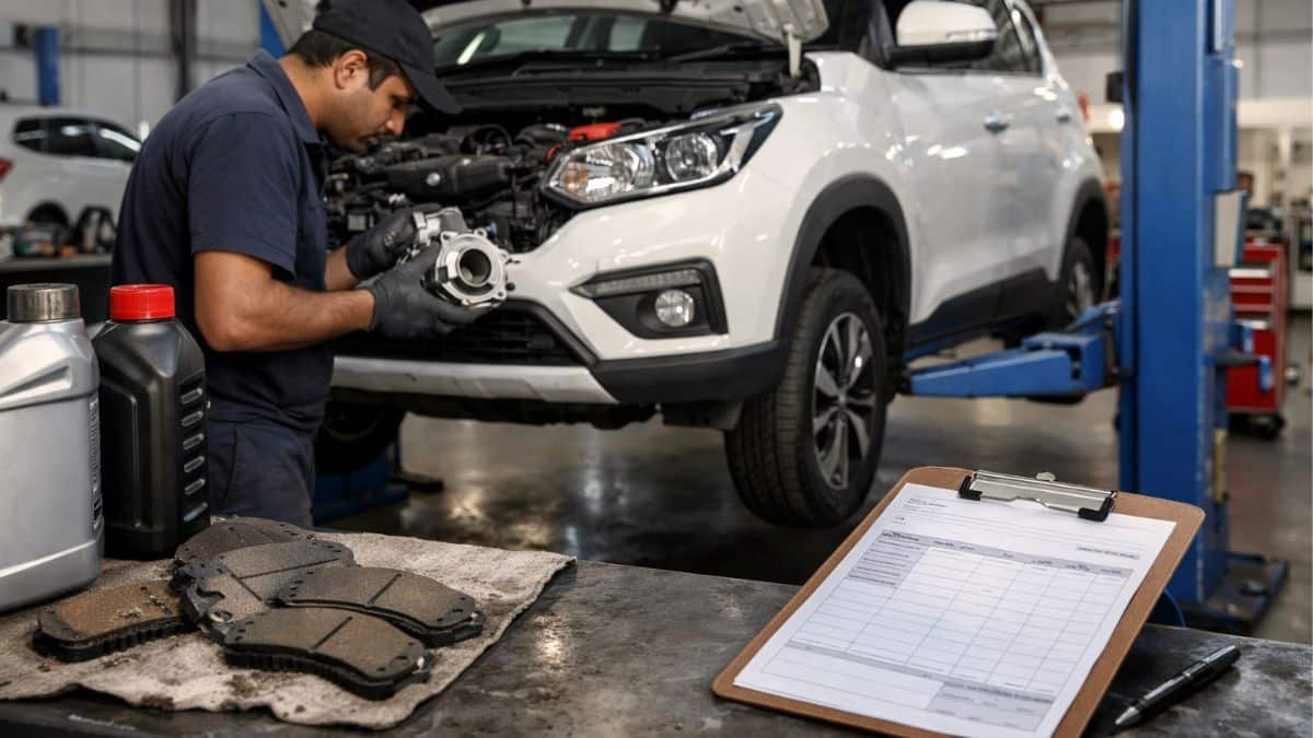 1.0L turbo petrol SUV engine bay with service tools representing 5-year maintenance cost in India