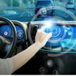 Connected car dashboard interface with digital telematics display