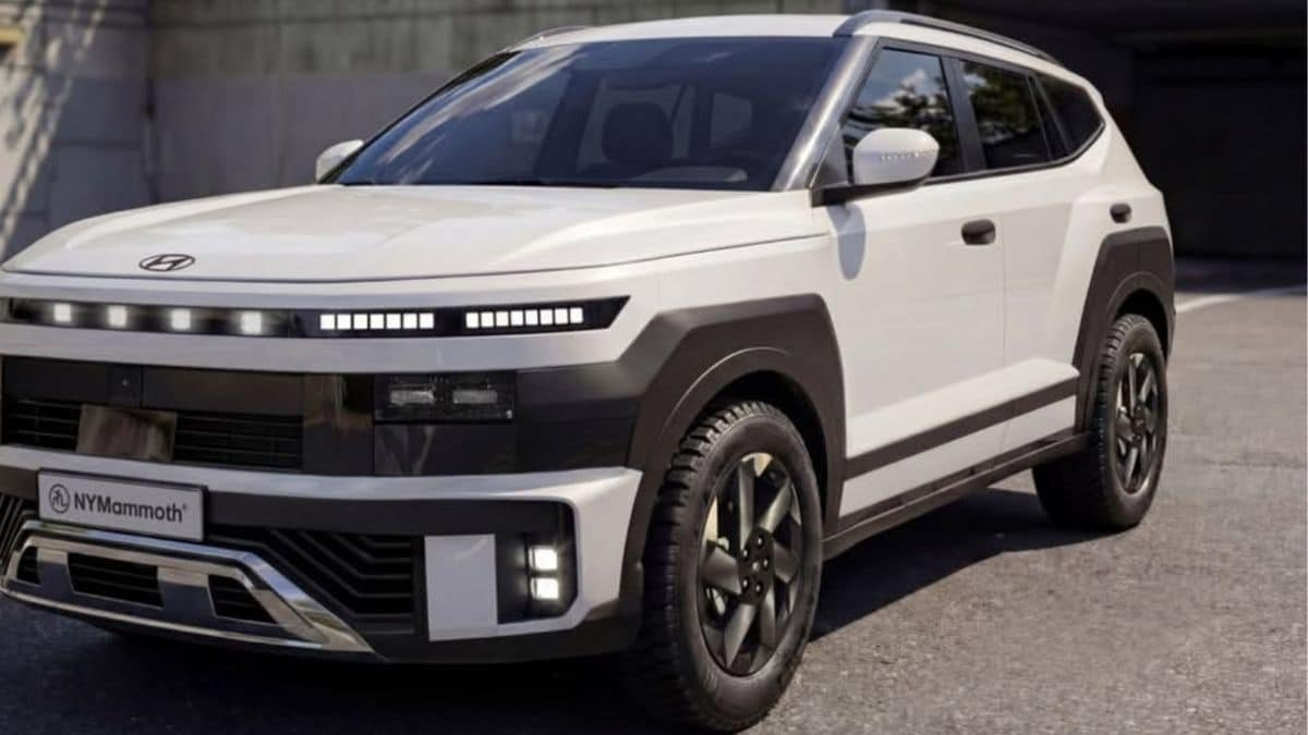 “Front view of 3rd-Gen Hyundai Creta render showing Nexo-inspired LED lighting and bold grille-less fascia”