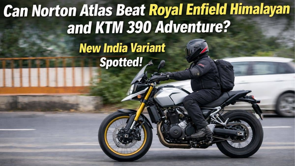 Norton Atlas new India variant spotted testing with 19 inch front wheel on Indian roads