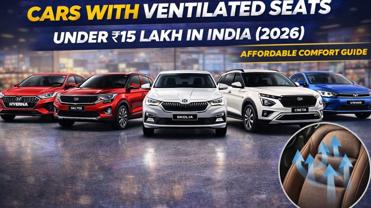 Best cars with ventilated seats under ₹15 lakh in India including Hyundai Verna, Kia Seltos, Hyundai Creta, Skoda Slavia and Volkswagen Virtus.