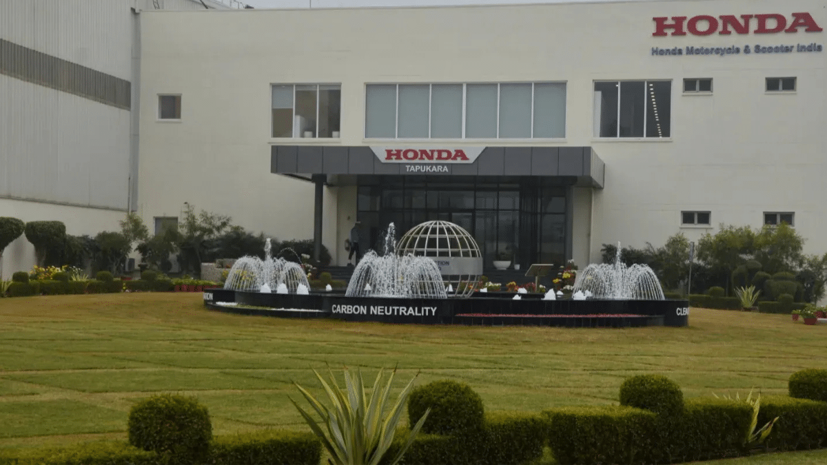 Honda two wheeler manufacturing plant in India with motorcycles and scooters ready for export