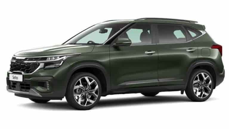 Kia Seltos SUV driving on Indian road showcasing modern design, LED headlights, premium interior and compact SUV styling