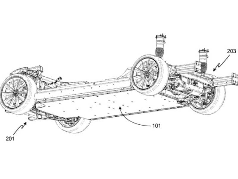 Illustration of an EV's battery pack enclosure mounted under the vehicle floor