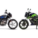 Popular commuter motorcycles under ₹1 lakh parked outside an Indian dealership