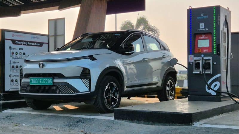 Tata Nexon EV electric SUVs at a charging station, reflecting India's e-SUV sales crossing 30,000 units in June 2026.