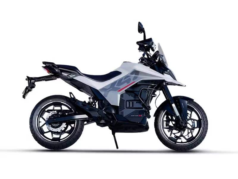 Ultraviolette X47 Crossover electric motorcycle in ADV riding stance