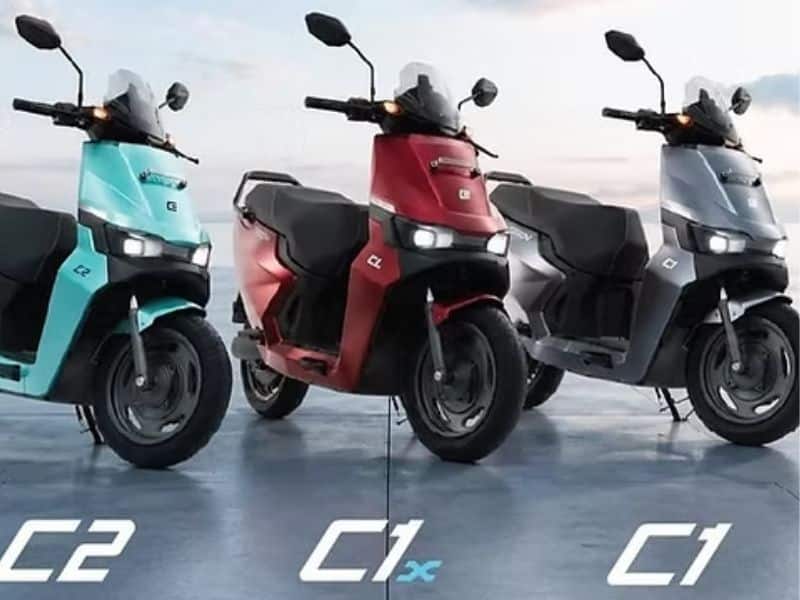 E3 Trion electric scooter C1, C1x, and C2 variants shown side by side.