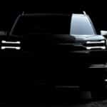 Official teaser image of the MG Hector Hawk showing its split LED DRL setup, blacked-out grille with chrome inserts, and sculpted bonnet ahead of launch.