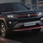 Front three-quarter view of the 2026 Maruti Suzuki Brezza facelift parked outdoors