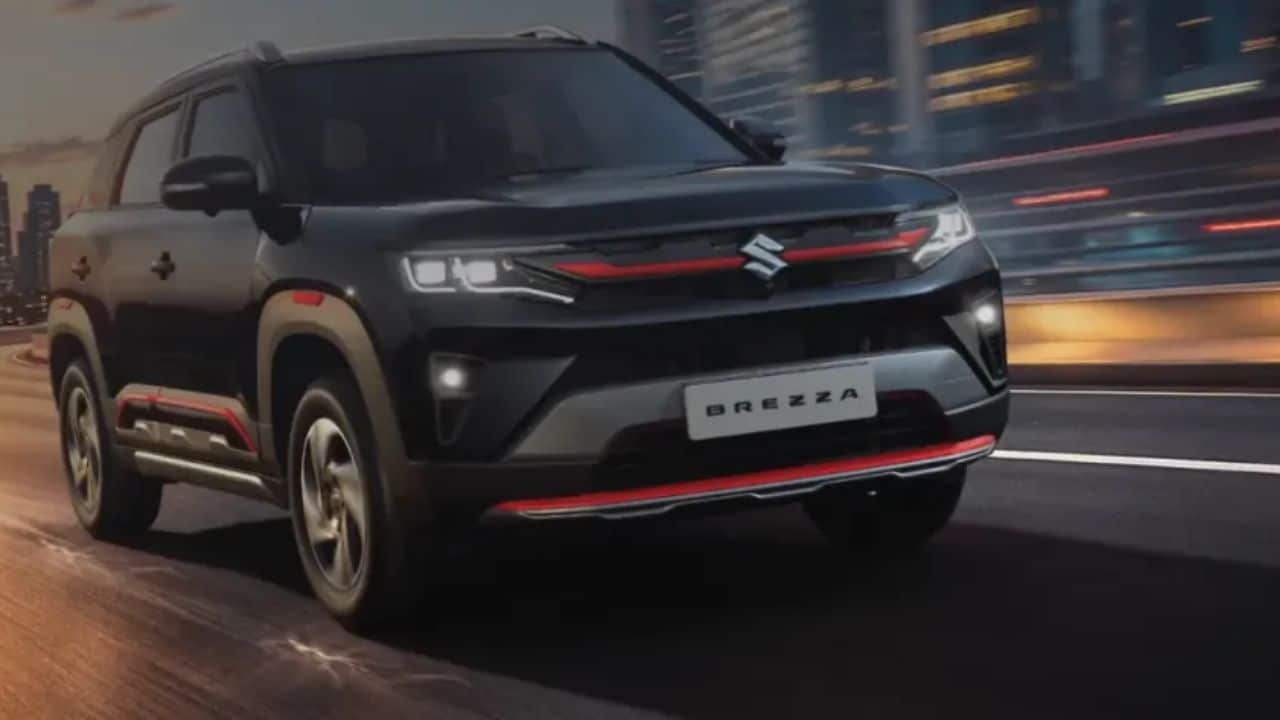 Front three-quarter view of the 2026 Maruti Suzuki Brezza facelift parked outdoors
