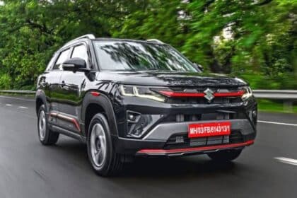 Maruti Suzuki Brezza 2026 facelift cruising on an Indian expressway