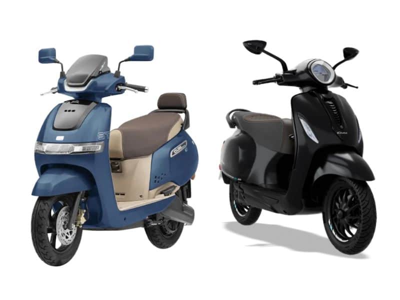 TVS iQube and Bajaj Chetak electric scooters, the two fastest-growing models in India's July 2026 top 10 scooter ranking.