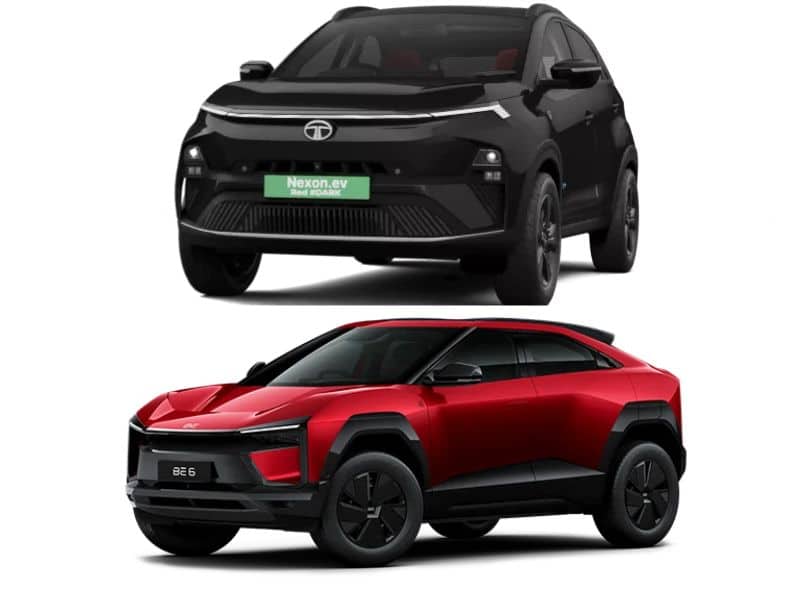 Tata Nexon EV and Mahindra BE 6 parked side by side for comparison