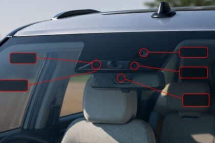 Tata Sierra EV windshield-mounted ADAS camera and sensor cluster