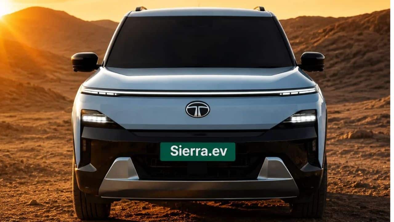 Tata Sierra EV badge and grille close-up representing frequently asked questions